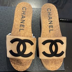 Chanel CC cork / wood slides 2020 size 38